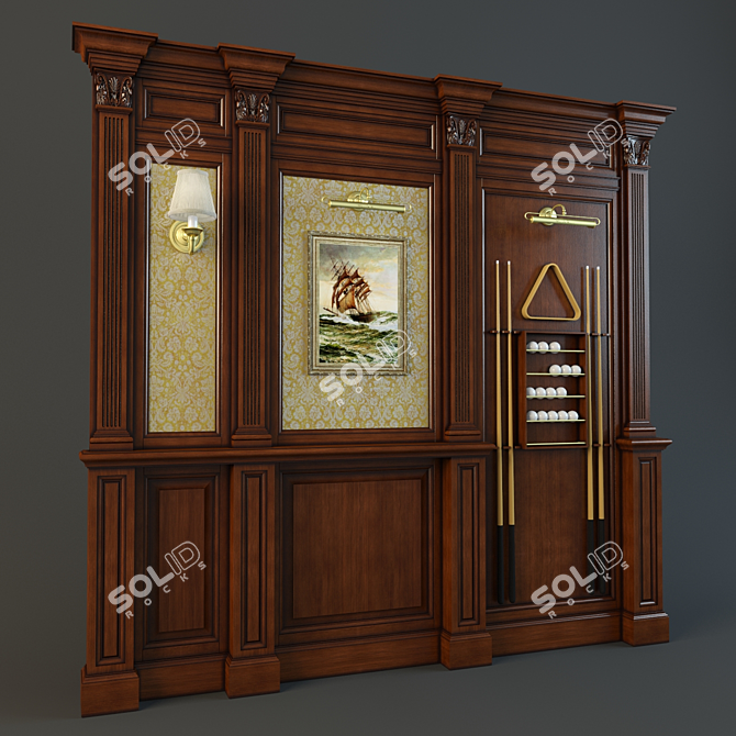 Interior Art Panels with Lighting & Billiards Set 3D model image 1