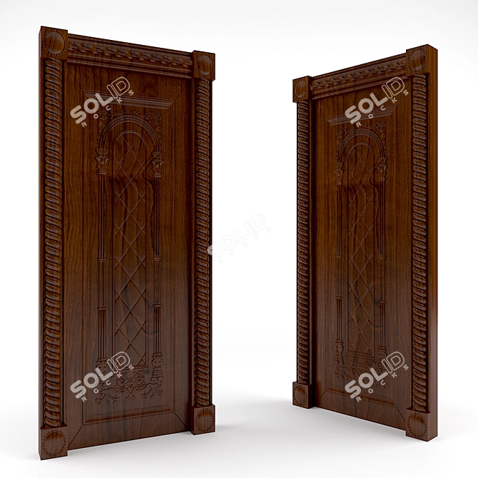 Elegant Entrance: Classic Panel Door 3D model image 1