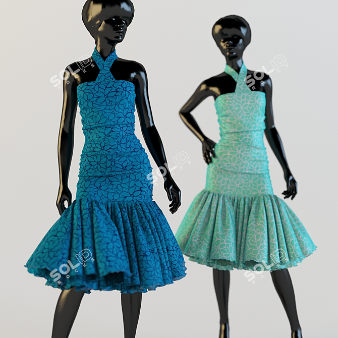 Versatile Dress: 2 Poses 3D model image 1