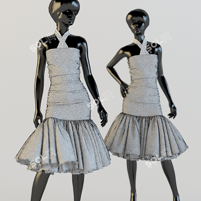 Versatile Dress: 2 Poses 3D model image 2