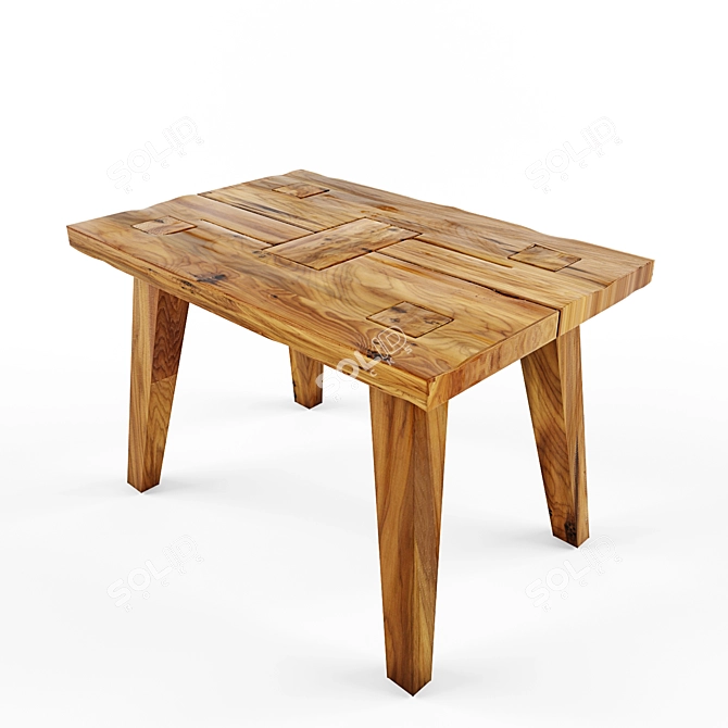 Solid Wood Bench Table 3D model image 1