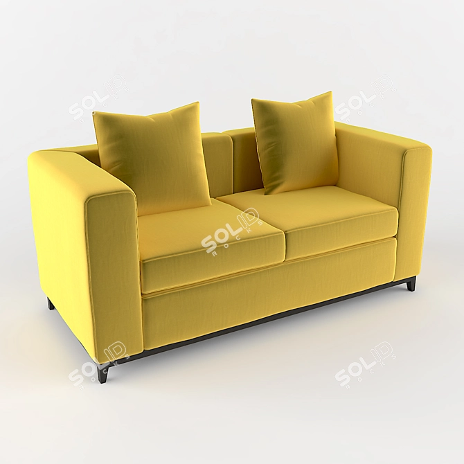 Modern Cushioned Sofa 3D model image 1