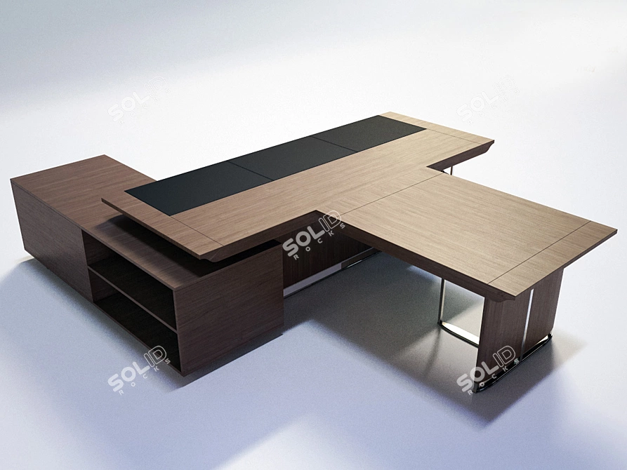Bernini Executive Desk in ORA Acciaio: Sleek and Spacious 3D model image 2