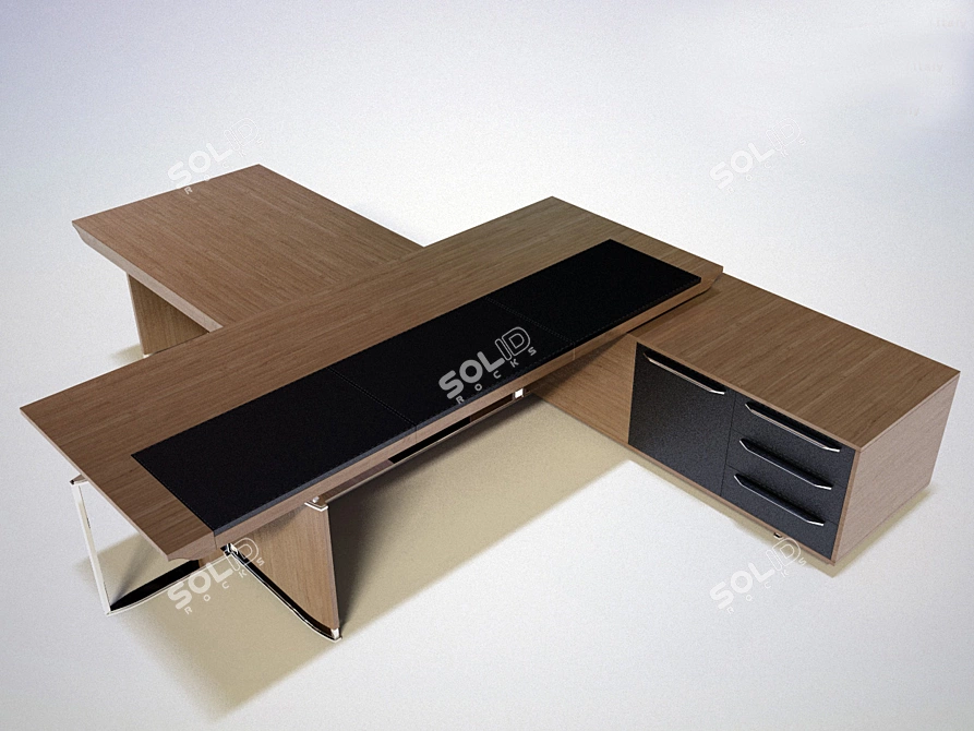 Bernini Executive Desk in ORA Acciaio: Sleek and Spacious 3D model image 1
