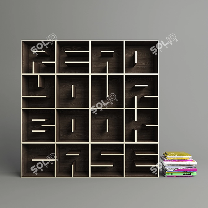 Sleek Wood Grain Bookshelf 3D model image 1