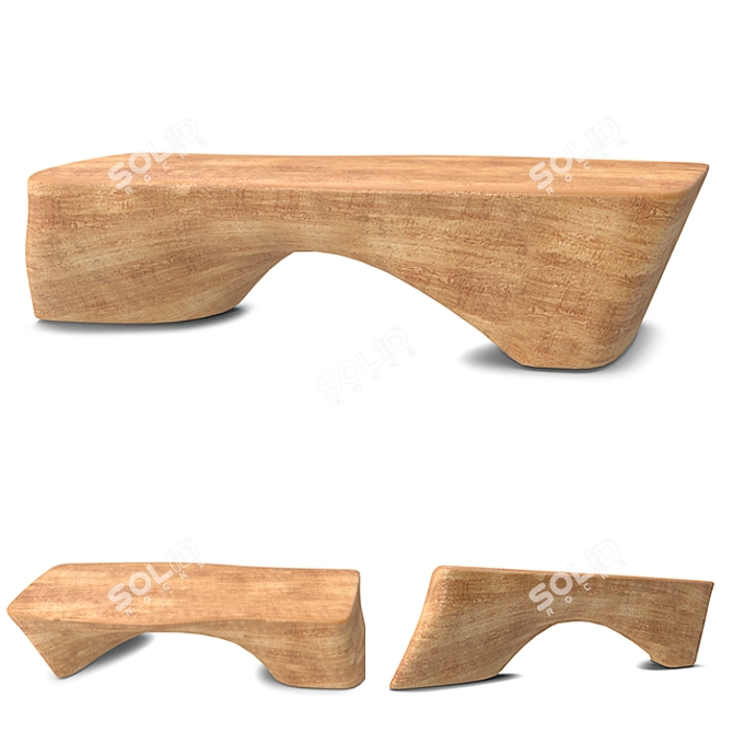 Compact Wooden Bench - 1820 x 533 x 460mm 3D model image 1