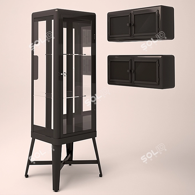 Sleek Showcased Wardrobe with Mounted Cabinet 3D model image 3