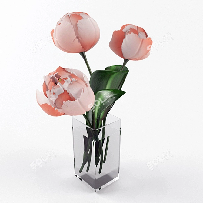 Elegant Vase of Flowers 3D model image 1