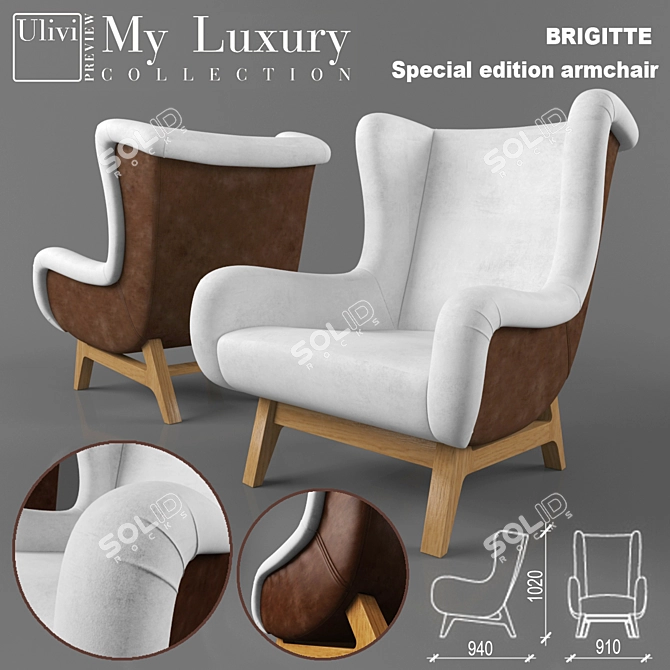 Brigitte: Harmonic Light-Dark Armchair 3D model image 1