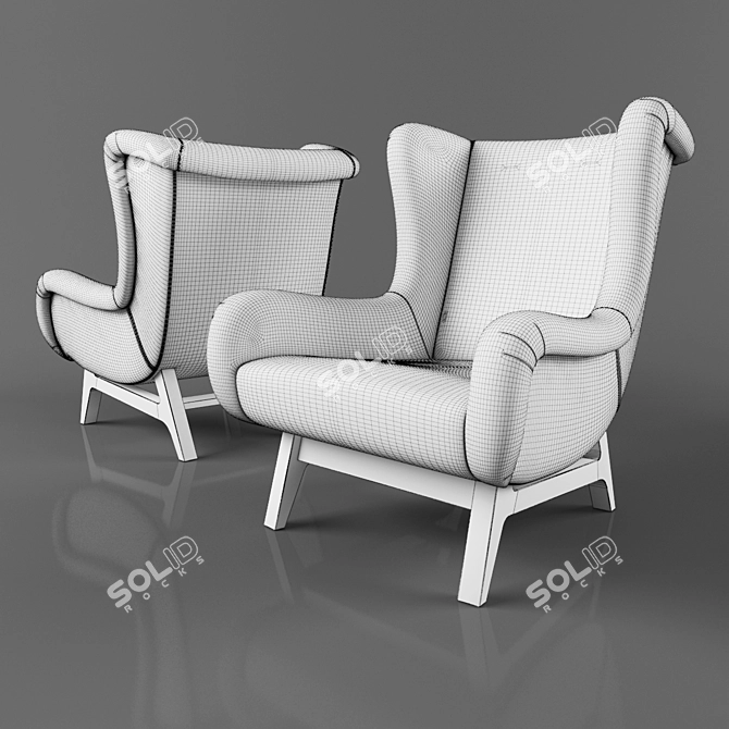 Brigitte: Harmonic Light-Dark Armchair 3D model image 2