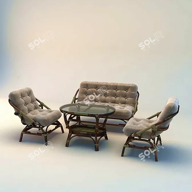 Bamboo Plaited Upholstered Furniture 3D model image 1