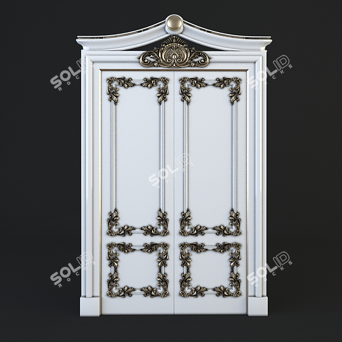 Elegant Double Entry Door 3D model image 1