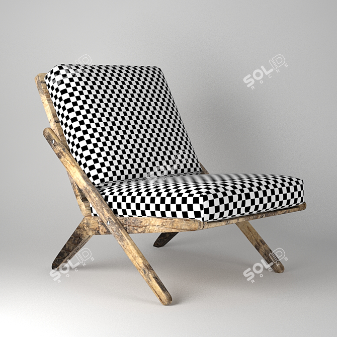 Elegant Jutex Scissor Chair 3D model image 2