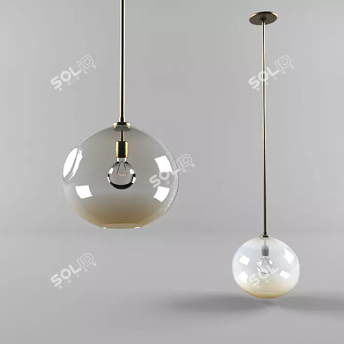 Ripple Elegance: Hand-blown Chandelier 3D model image 1