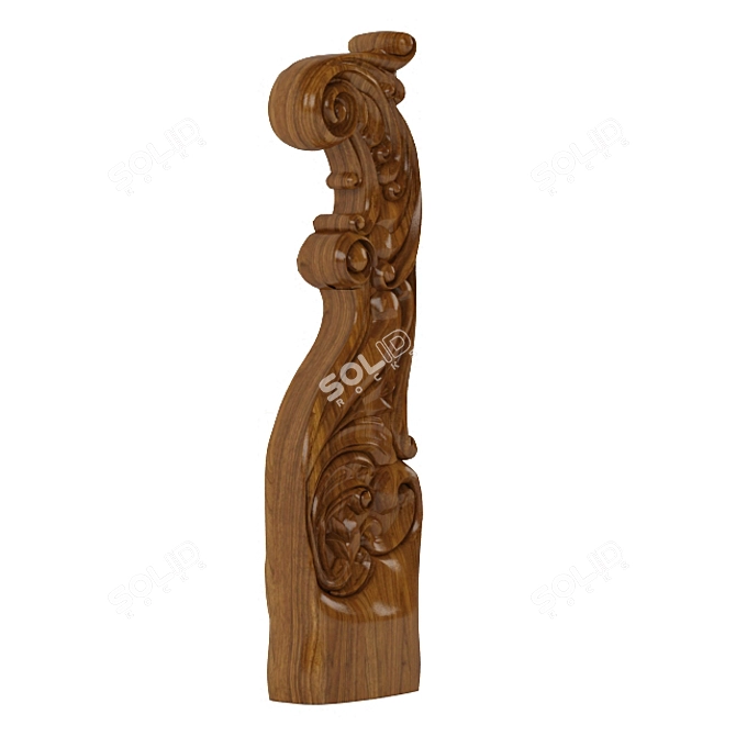 Elegant Carved Stair Post 3D model image 1