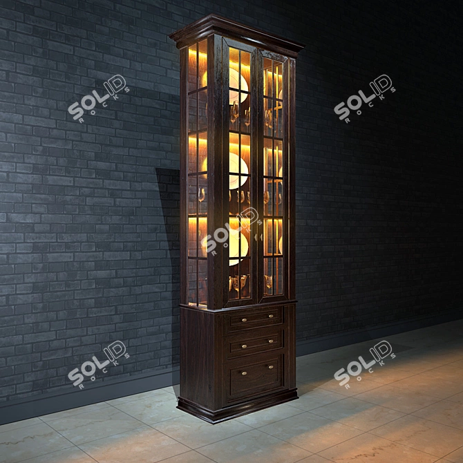 Custom Made Wine Showcase 3D model image 2