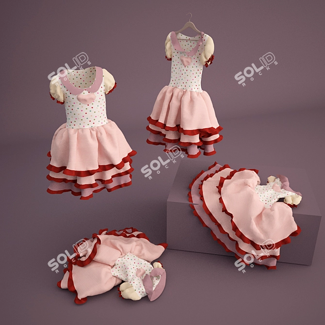 Versatile Girls' Dress: On Mannequin, Hanger, Bed, or Floor 3D model image 1