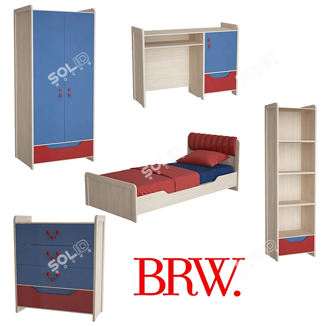 HiHot Children's Furniture Set 3D model image 1