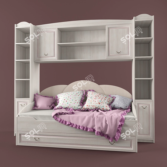 Playful Children's Furniture Set with Covers and Cushions 3D model image 1