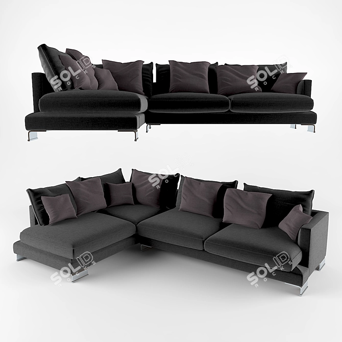 Modern L-Shaped Sofa 3D model image 1