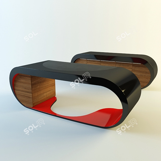 Elegant Leather Inlaid Desk 3D model image 2