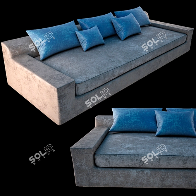 Elegant Velvet Sofa 3D model image 1