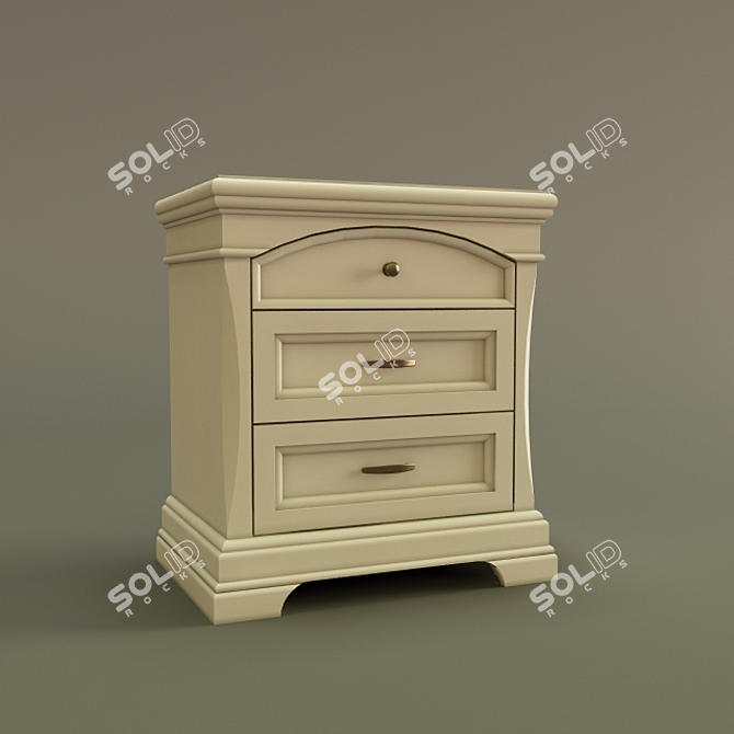 Elegant Aurora Avorio Bedside Table 3D model image 1