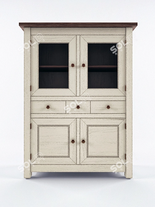 Classic Wood China Cabinet - Elegant Storage Solution 3D model image 1