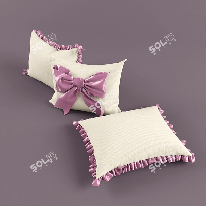 Translation: Set of pillows with ruffles and a bow.

Ruffled Bow Pillows Set 3D model image 1