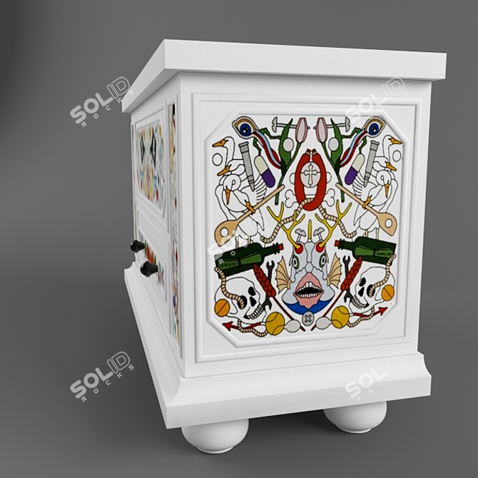 Antique-inspired Painted Pine Chest 3D model image 2