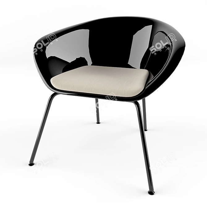 Sleek Black Modern Chair 3D model image 1