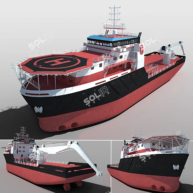 Chloe Candies: Versatile Oil Rig Service Vessel 3D model image 1