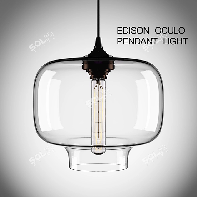 Glamorous Industrial Glass Pendant 3D model image 1