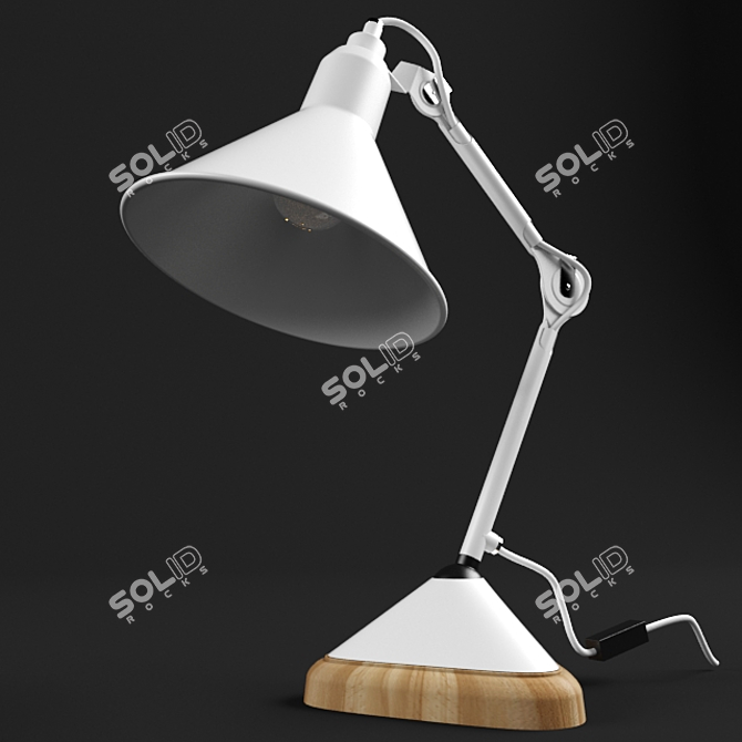 Title: Gras No.207 Oak Desk Lamp 3D model image 1