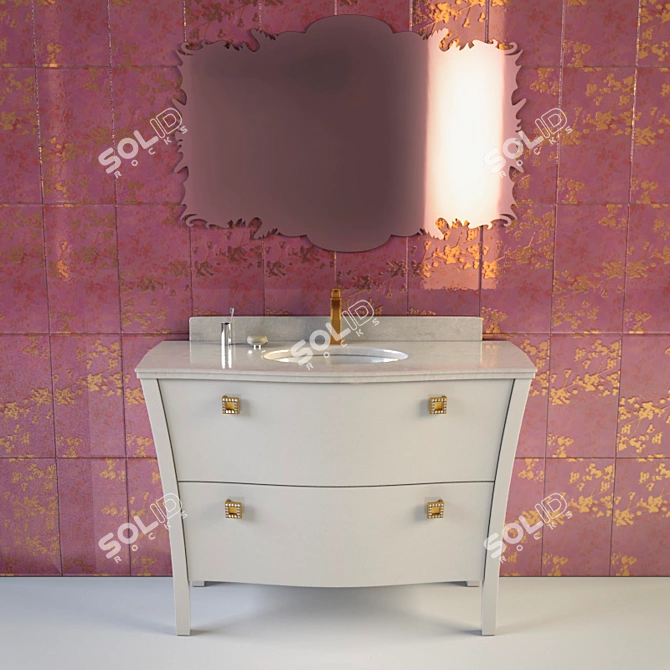 Modern Washbasin Set 3D model image 1