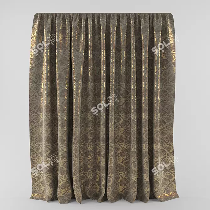 Elegant Gold Drapes 3D model image 1