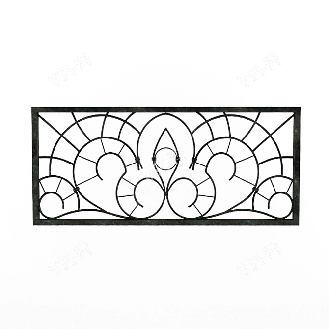 Elegant Wrought Iron Fence 3D model image 1