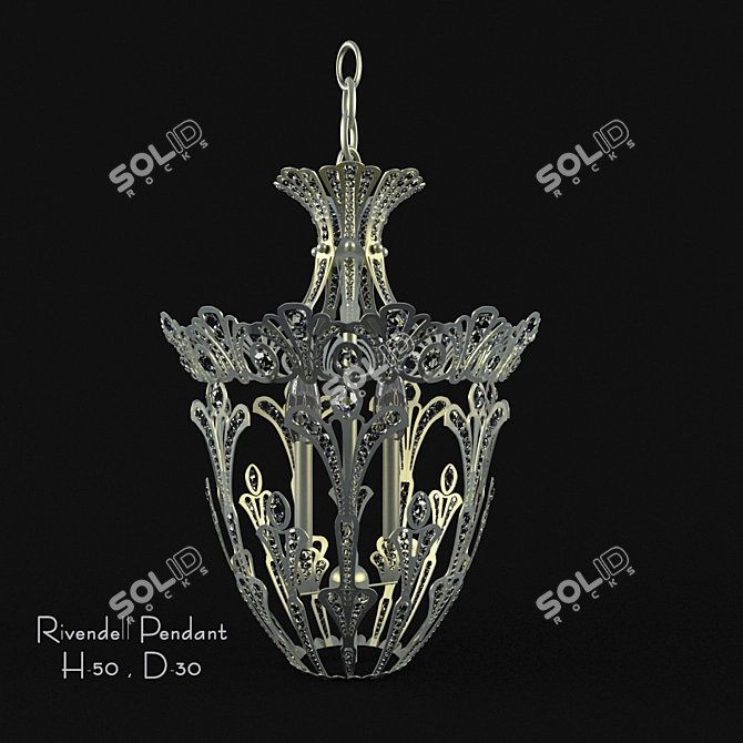 Elegant Rivendell Pendant Chandelier 3D model image 1