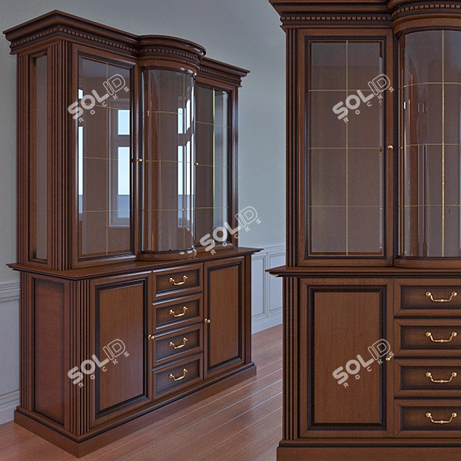 Modern Glass Display Cabinet 3D model image 1