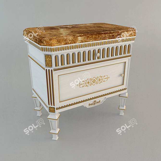 Elegant Oak Bedside Table 3D model image 1