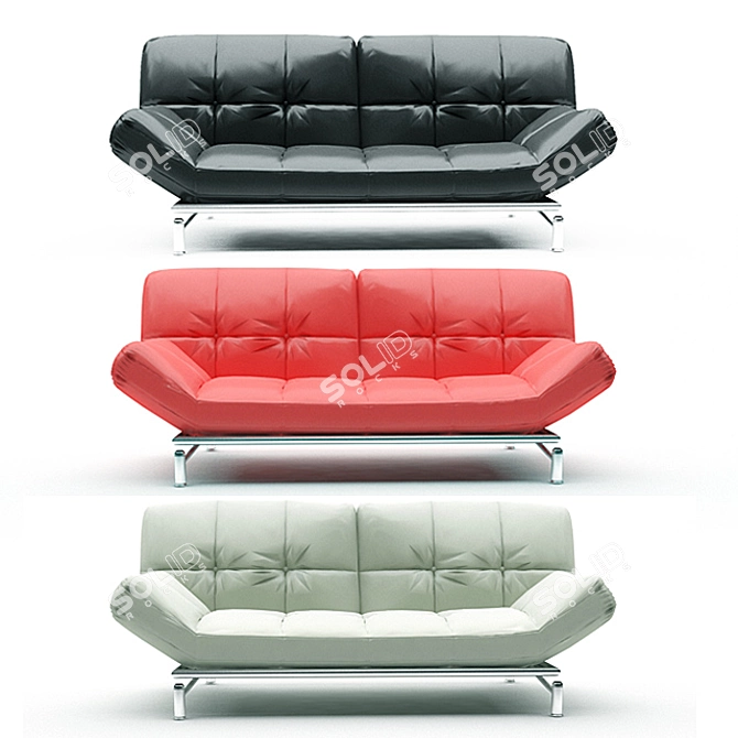 Elegant KIO Leather Sofa 3D model image 1