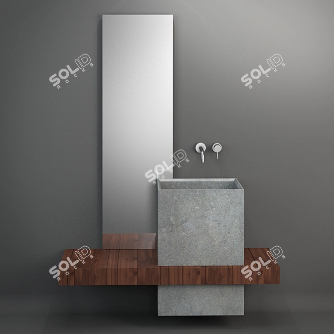 Modern and Spacious Bathroom Composition 3D model image 1