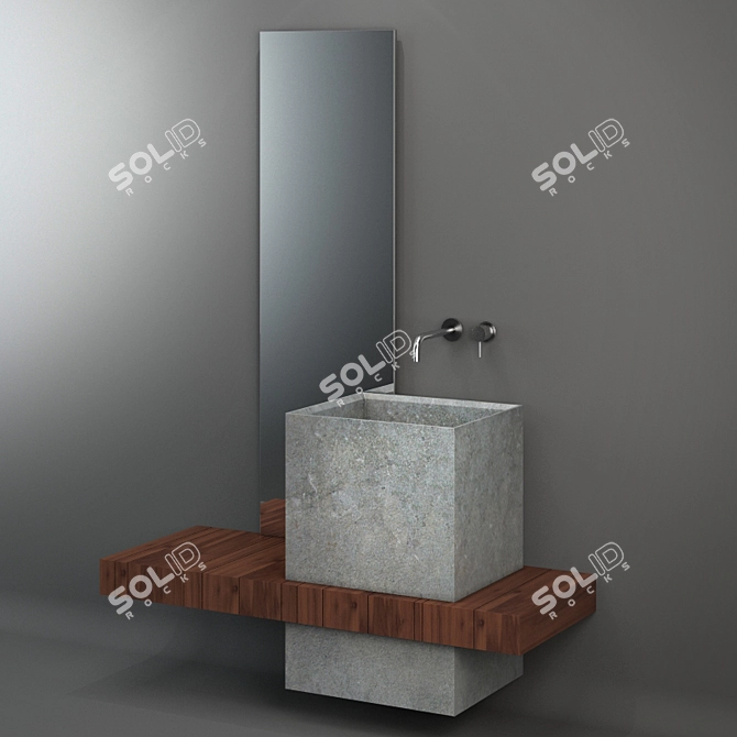 Modern and Spacious Bathroom Composition 3D model image 2