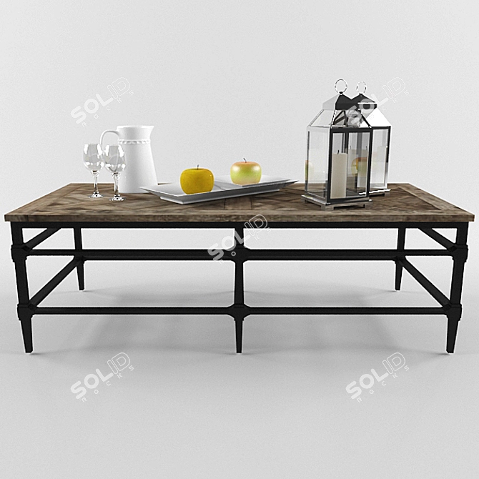 Elegant Parquet Coffee Table 3D model image 3
