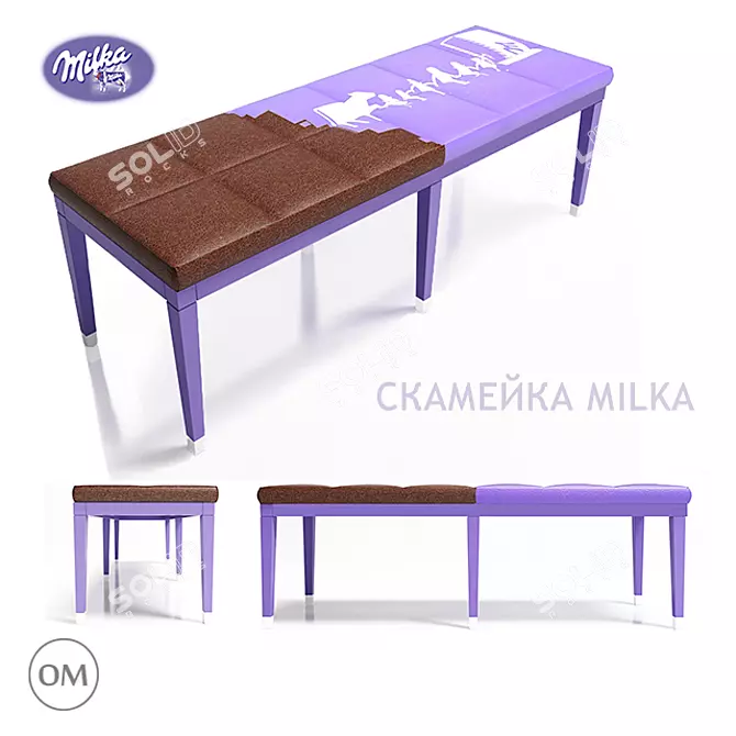 Milka Kids Bench 3D model image 1