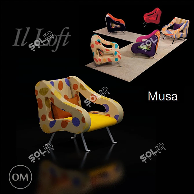 Modern L Loft Chair Musa 3D model image 1