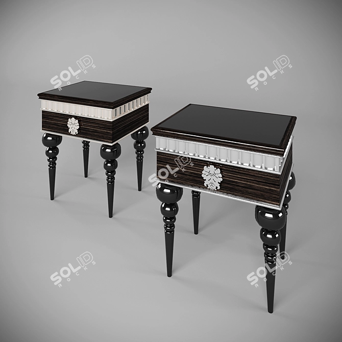 Elegant Art Deco Bedside Table 3D model image 1