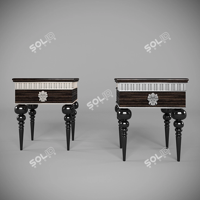Elegant Art Deco Bedside Table 3D model image 2