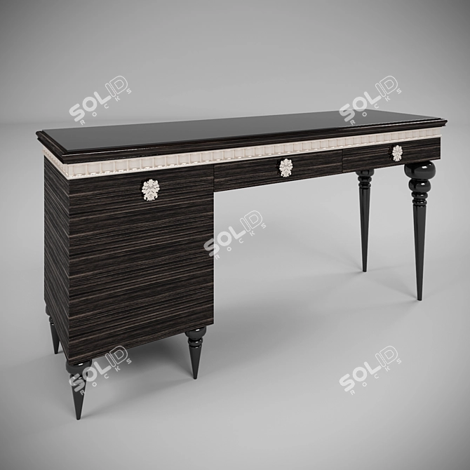 Title: Art Deco Writing Desk with Mini Bar 3D model image 1
