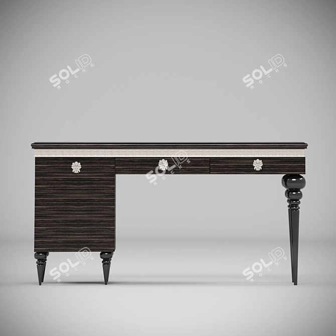 Title: Art Deco Writing Desk with Mini Bar 3D model image 2